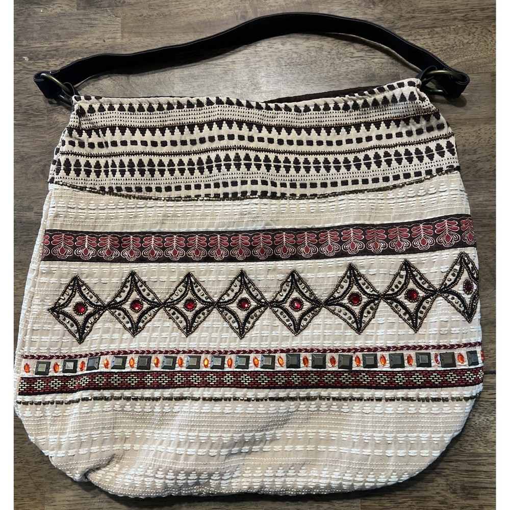 Lovestitch Beaded Embroidered Hobo Tote Excellent Condition